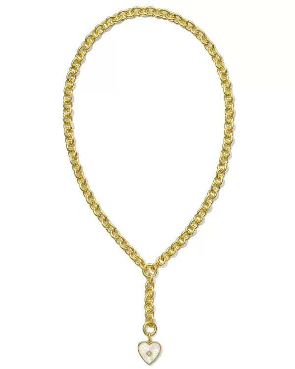 Adalynn 18K Gold Vermeil Heart Y Necklace In Ivory Mother-Of-Pearl^Kendra Scott Store