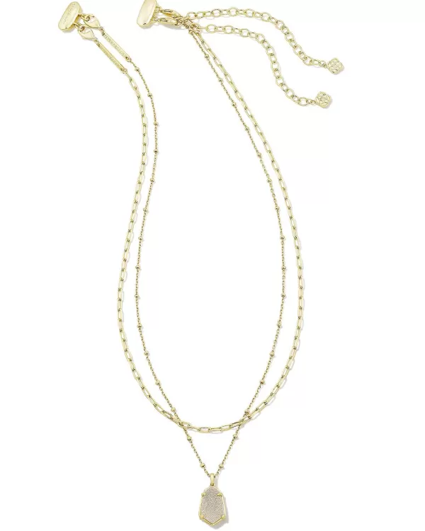 Alexandria Gold Multi Strand Necklace In Iridescent Drusy^Kendra Scott Sale