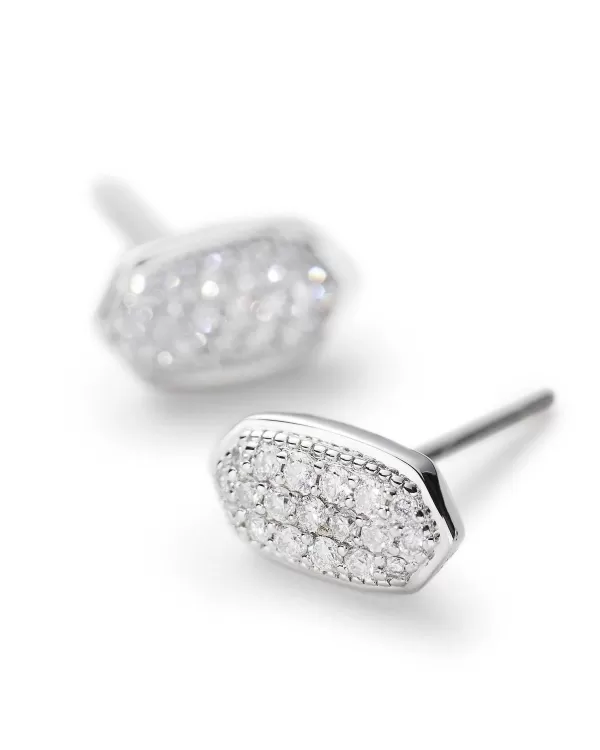 Amelee Earrings In Pave Diamond And 14K White Gold^Kendra Scott Hot