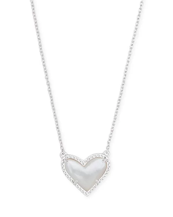 Ari Heart Silver Pendant Necklace In Ivory Mother-Of-Pearl^Kendra Scott Best