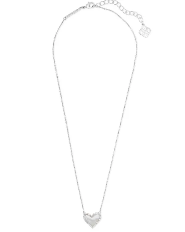 Ari Heart Silver Pendant Necklace In Ivory Mother-Of-Pearl^Kendra Scott Best