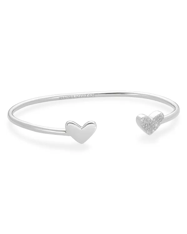 Ari Heart Sterling Silver Cuff Bracelet In White Diamond^Kendra Scott Fashion