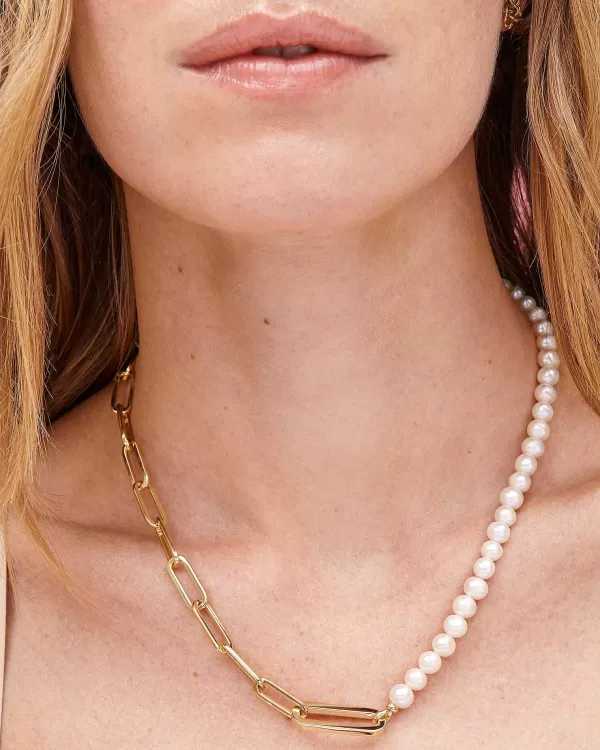 Ashton Gold Half Chain Necklace In White Pearl^Kendra Scott Outlet