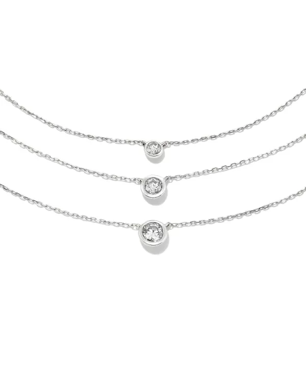 Audrey 14K White Gold Pendant Necklace In White Diamond, .25Ct^Kendra Scott New