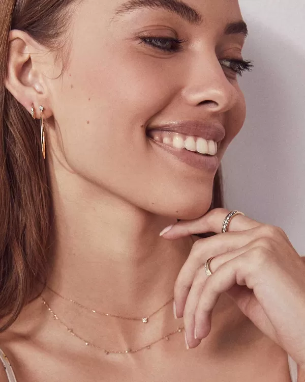 Audrey 14K Yellow Gold Hoop Earrings In White Diamond^Kendra Scott New