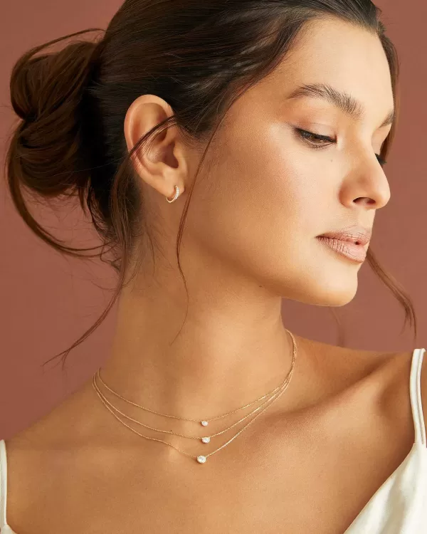 Audrey 14K Yellow Gold Pendant Necklace In White Diamond, .25Ct^Kendra Scott Discount