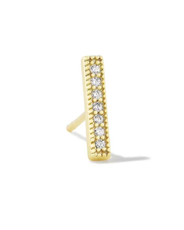 Austin Bar Gold Single Stud Earring In White Crystal^Kendra Scott Store
