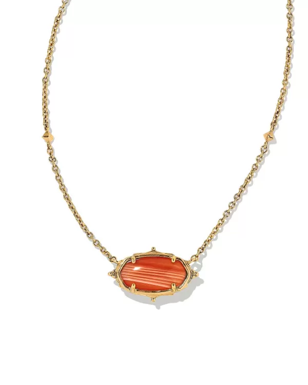 Baroque Elisa Vintage Gold Pendant Necklace In Orange Banded Agate^Kendra Scott Best