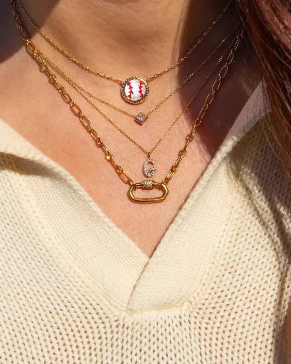 Baseball Gold Short Pendant Necklace In Ivory Mother-Of-Pearl^Kendra Scott Hot