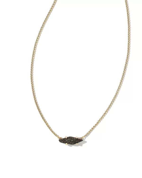 Bridgete Gold Pendant Necklace In Black Drusy^Kendra Scott Outlet
