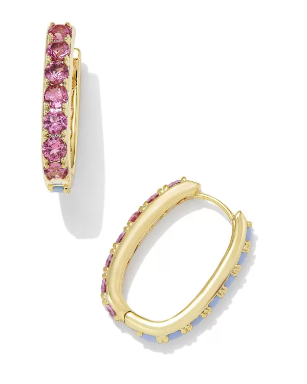 Chandler Gold Hoop Earrings In Pink Blue Mix^Kendra Scott Clearance