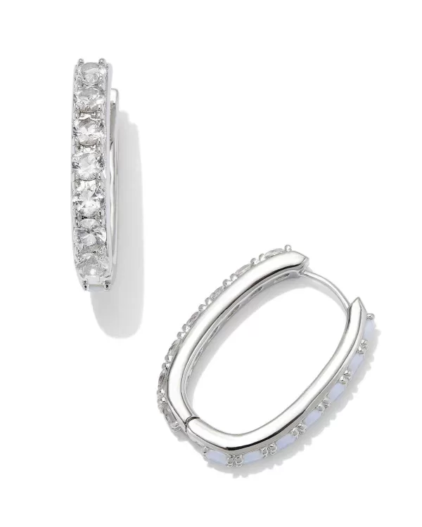 Chandler Silver Hoop Earrings In White Opalite Mix^Kendra Scott Best Sale