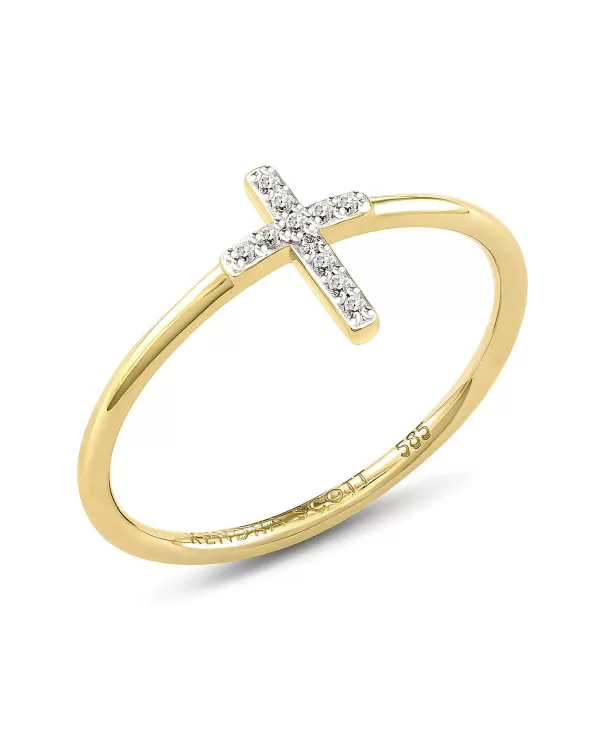 Cross 14K Yellow Gold Band Ring In White Diamond^Kendra Scott Online