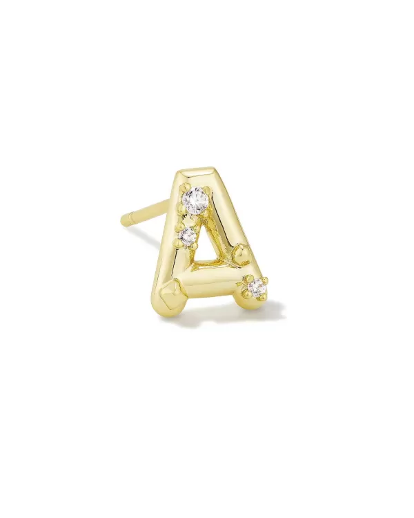 Crystal Letter A Gold Single Stud Earring In White Crystal^Kendra Scott Hot