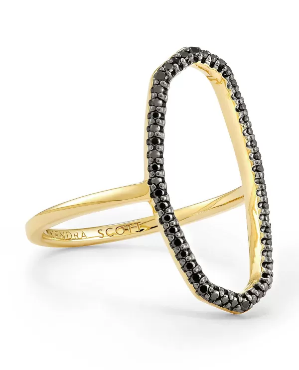 Dani 14K Yellow Gold Open Ring In Black Diamond^Kendra Scott New