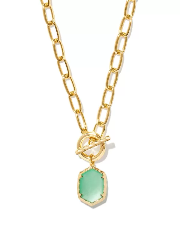 Daphne Convertible Gold Link And Chain Necklace In Light Green Mother-Of-Pearl^Kendra Scott New