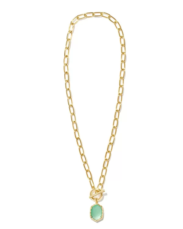 Daphne Convertible Gold Link And Chain Necklace In Light Green Mother-Of-Pearl^Kendra Scott New