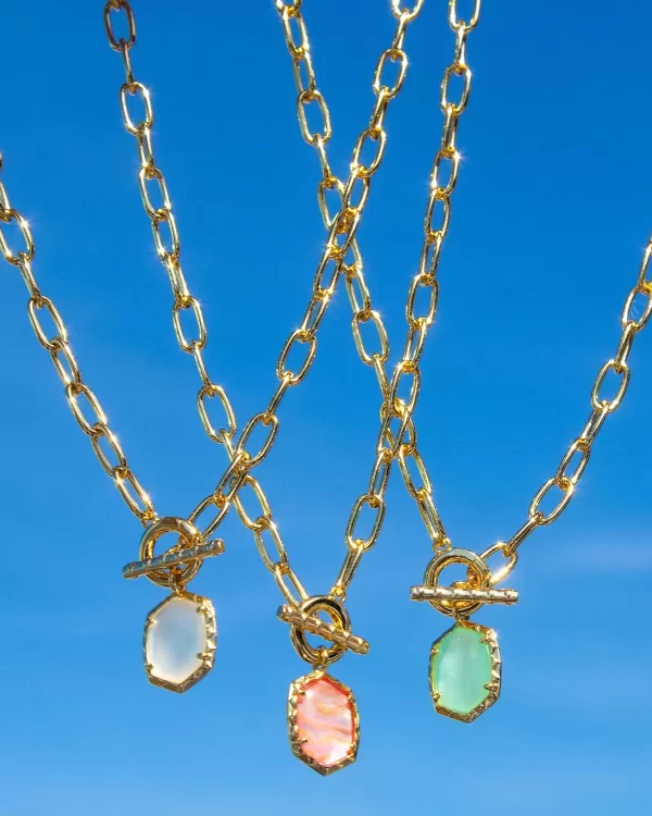 Daphne Convertible Gold Link And Chain Necklace In Light Green Mother-Of-Pearl^Kendra Scott New