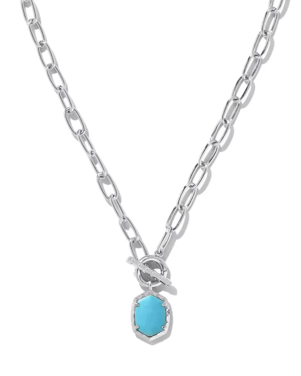 Daphne Convertible Silver Link And Chain Necklace In Variegated Turquoise Magnesite^Kendra Scott Online