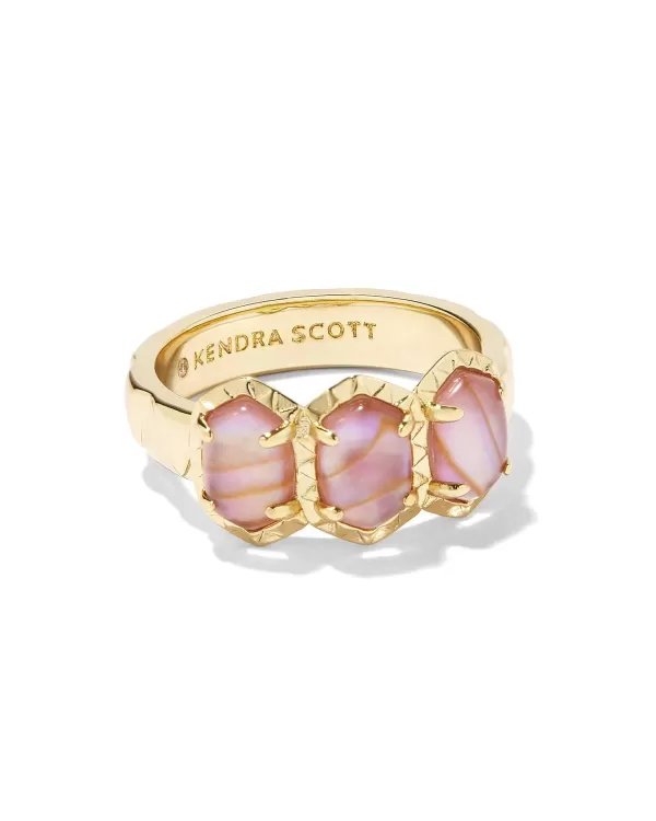 Daphne Gold Band Ring In Light Pink Iridescent Abalone^Kendra Scott Clearance