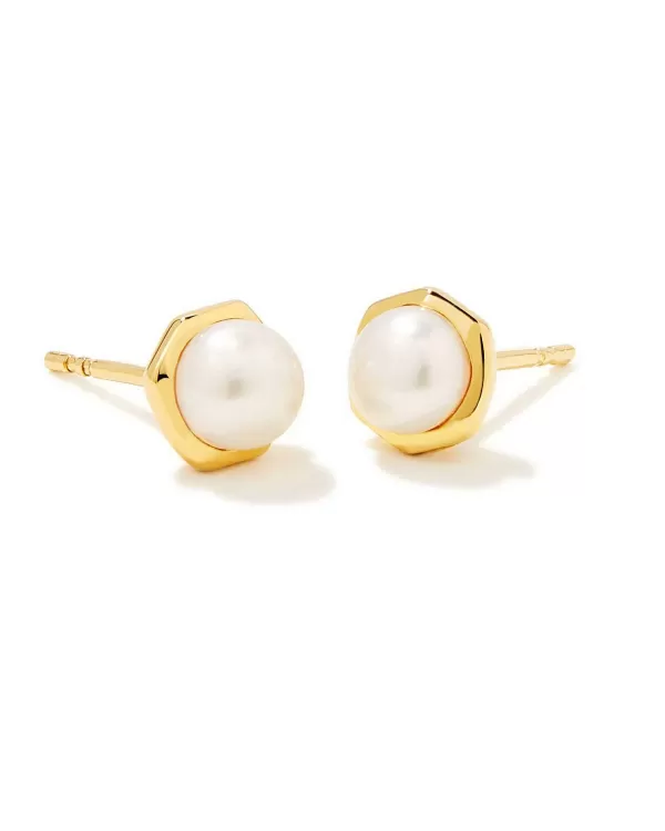 Davie Pearl 18K Gold Vermeil Stud Earrings In White Pearl^Kendra Scott Sale