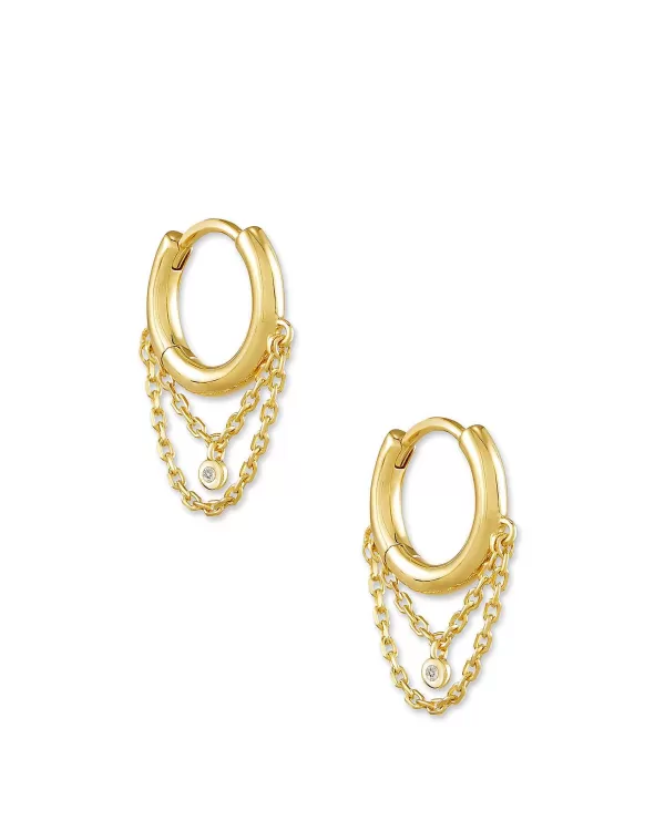 Davina 18K Yellow Gold Vermeil Huggie Earrings In White Diamond^Kendra Scott Best