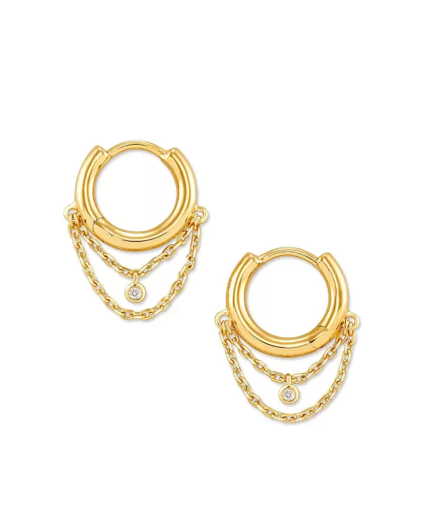 Davina 18K Yellow Gold Vermeil Huggie Earrings In White Diamond^Kendra Scott Best