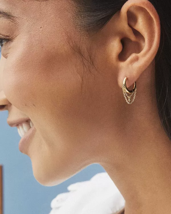 Davina 18K Yellow Gold Vermeil Huggie Earrings In White Diamond^Kendra Scott Best