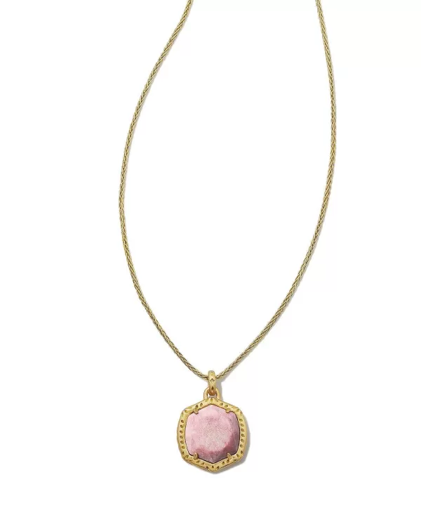Davis 18K Gold Vermeil Etch Frame Short Pendant Necklace In Pale Pink Thulite^Kendra Scott Online