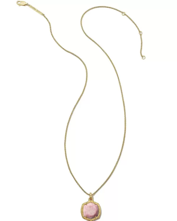 Davis 18K Gold Vermeil Etch Frame Short Pendant Necklace In Pale Pink Thulite^Kendra Scott Online