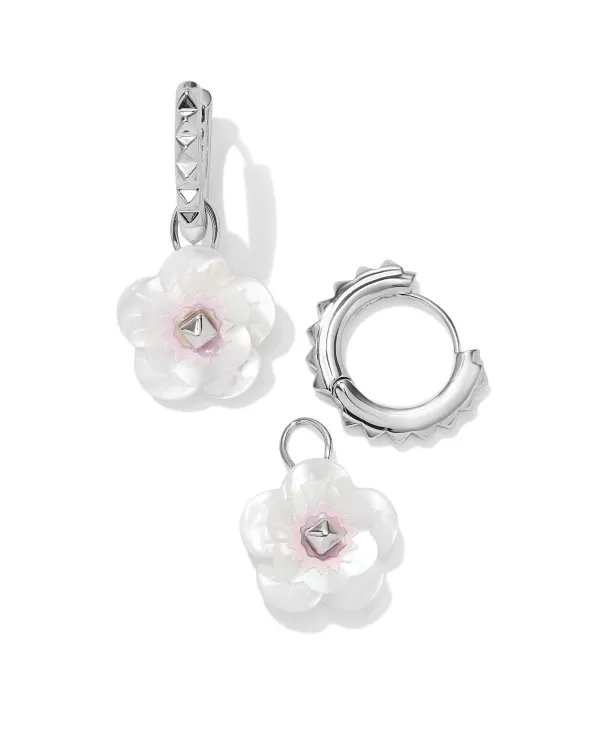 Deliah Convertible Silver Huggie Earrings In Iridescent Pink White Mix^Kendra Scott Sale