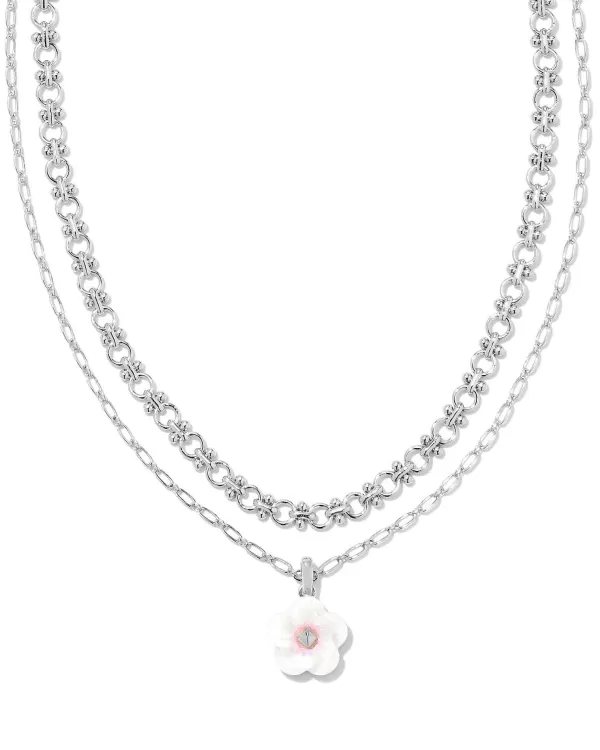 Deliah Silver Multi Strand Necklace In Iridescent Pink White Mix^Kendra Scott New