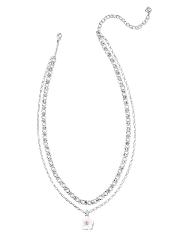 Deliah Silver Multi Strand Necklace In Iridescent Pink White Mix^Kendra Scott New