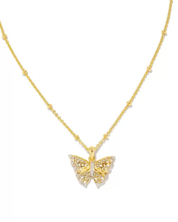 Delicate Butterfly 18K Gold Vermeil Pendant Necklace In White Sapphire^Kendra Scott Online