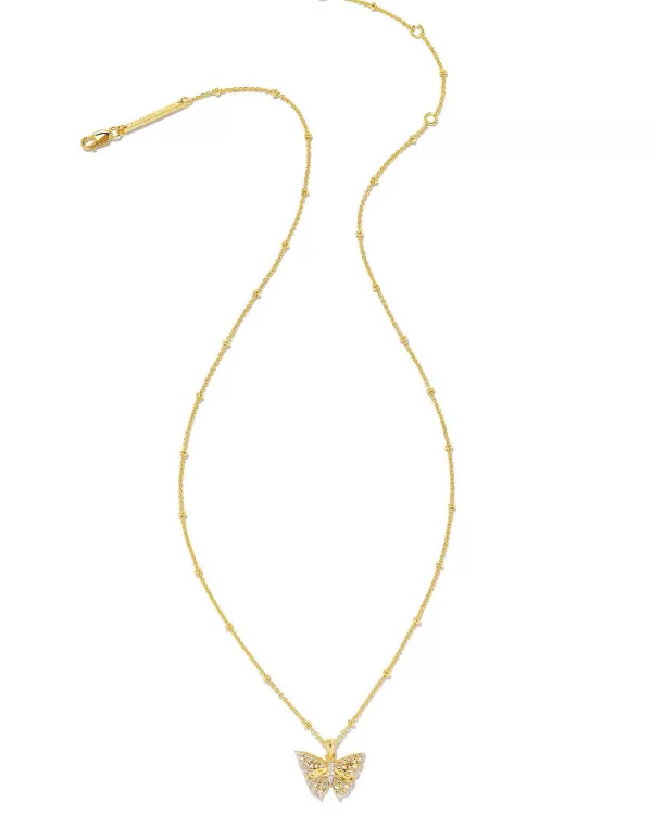 Delicate Butterfly 18K Gold Vermeil Pendant Necklace In White Sapphire^Kendra Scott Online