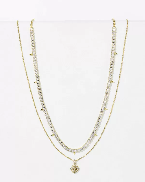 Dira Gold Crystal Necklace Layering Set Of 2 In White Crystal^Kendra Scott Best