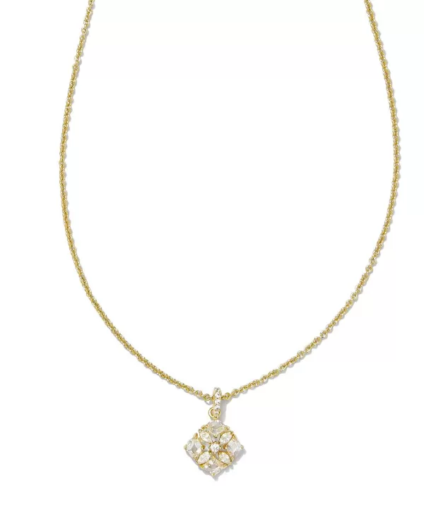 Dira Gold Crystal Short Pendant Necklace In White Crystal^Kendra Scott Clearance