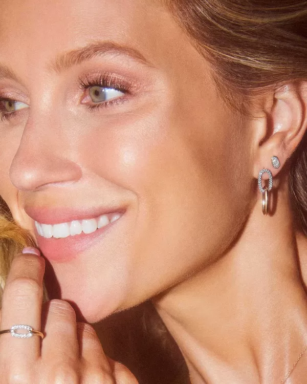 Elisa 14K Yellow Gold Interlocking Drop Earrings In White Diamond^Kendra Scott Sale