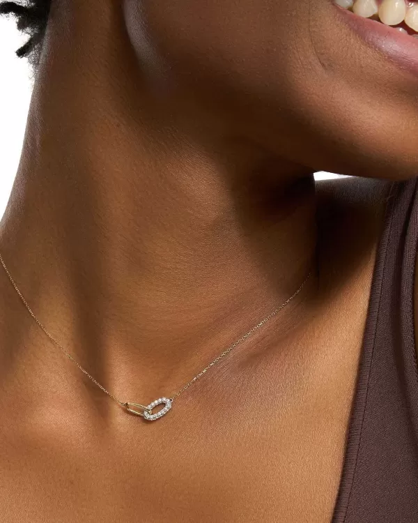 Elisa 14K Yellow Gold Interlocking Pendant Necklace In White Diamond^Kendra Scott Hot