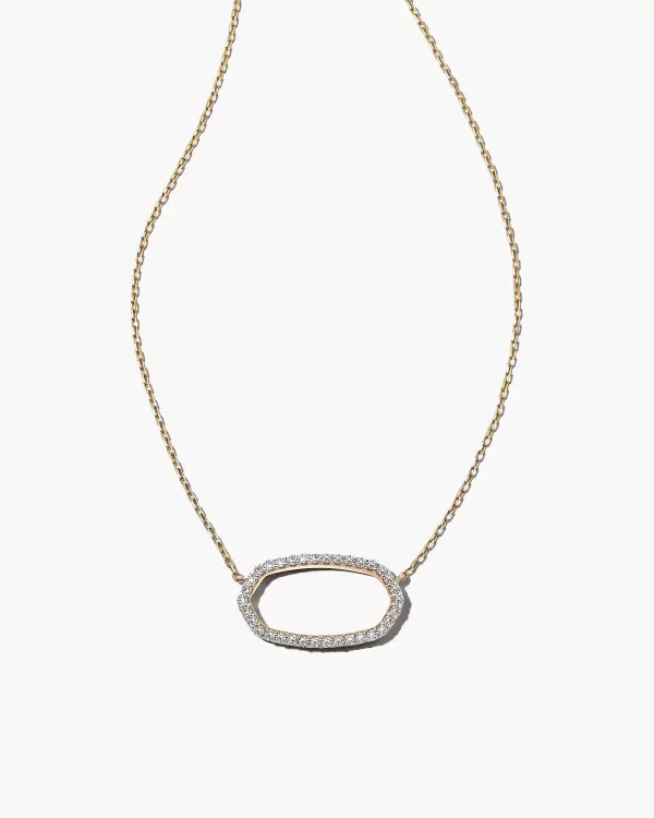 Elisa 14K Yellow Gold Open Frame Pendant Necklace In White Diamond^Kendra Scott Hot