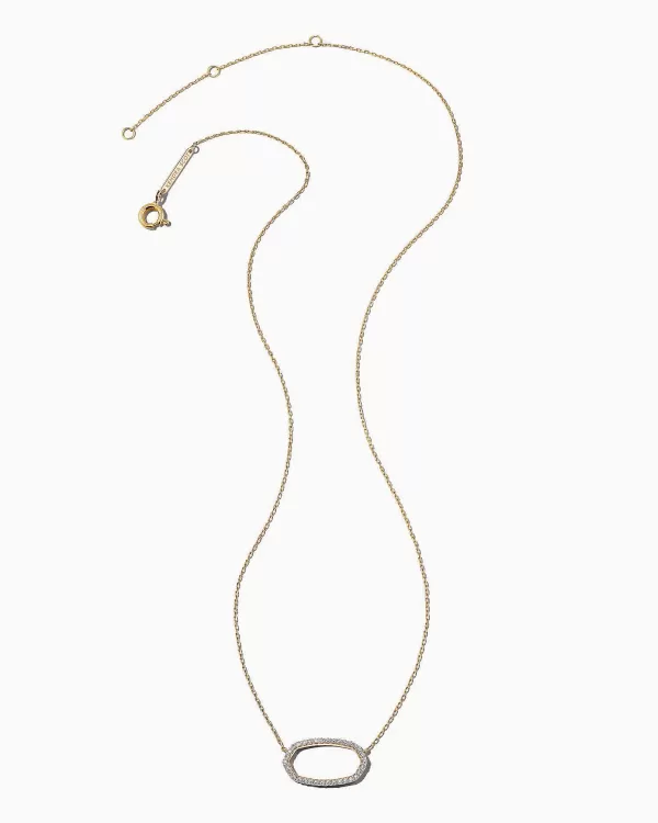 Elisa 14K Yellow Gold Open Frame Pendant Necklace In White Diamond^Kendra Scott Hot