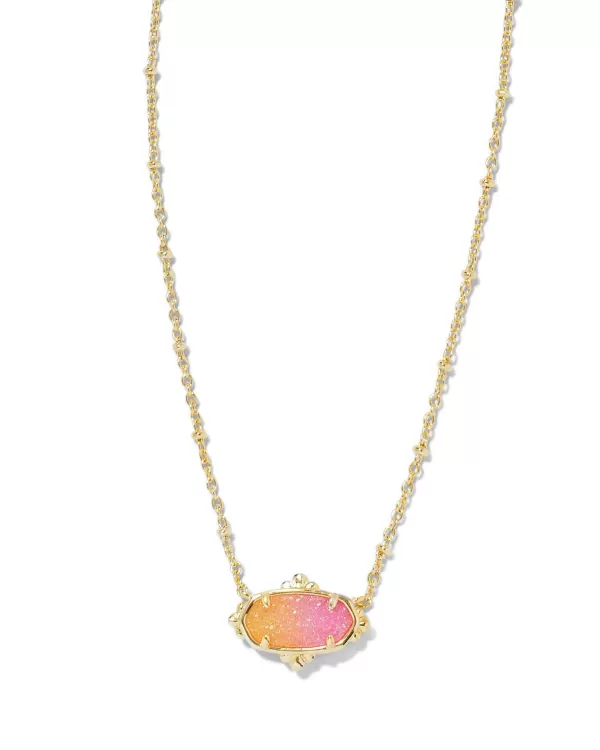 Elisa Gold Petal Framed Short Pendant Necklace In Sunrise Ombre Drusy^Kendra Scott Fashion