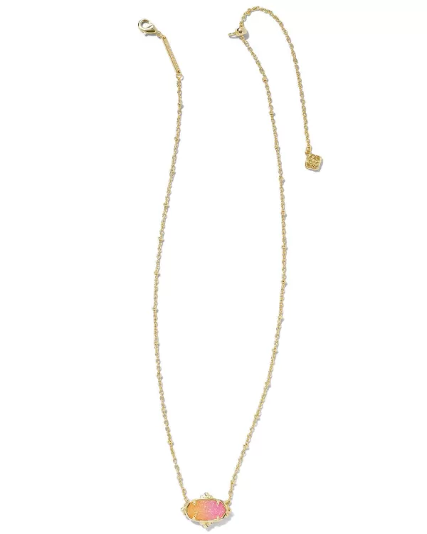 Elisa Gold Petal Framed Short Pendant Necklace In Sunrise Ombre Drusy^Kendra Scott Fashion