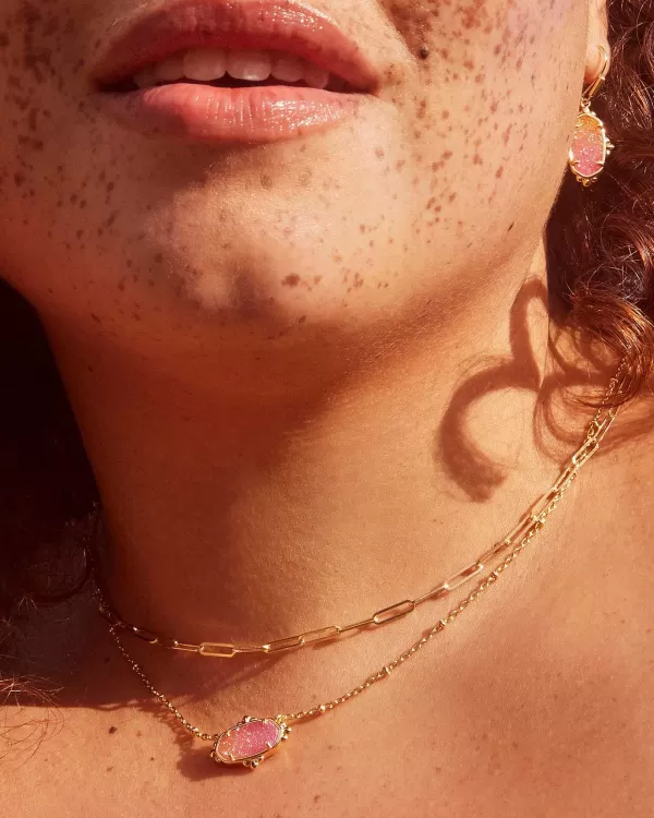 Elisa Gold Petal Framed Short Pendant Necklace In Sunrise Ombre Drusy^Kendra Scott Fashion