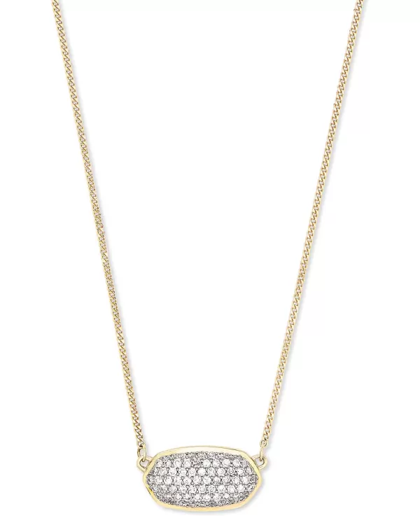 Elisa Pendant Necklace In Pave Diamond And 14K Yellow Gold^Kendra Scott Sale