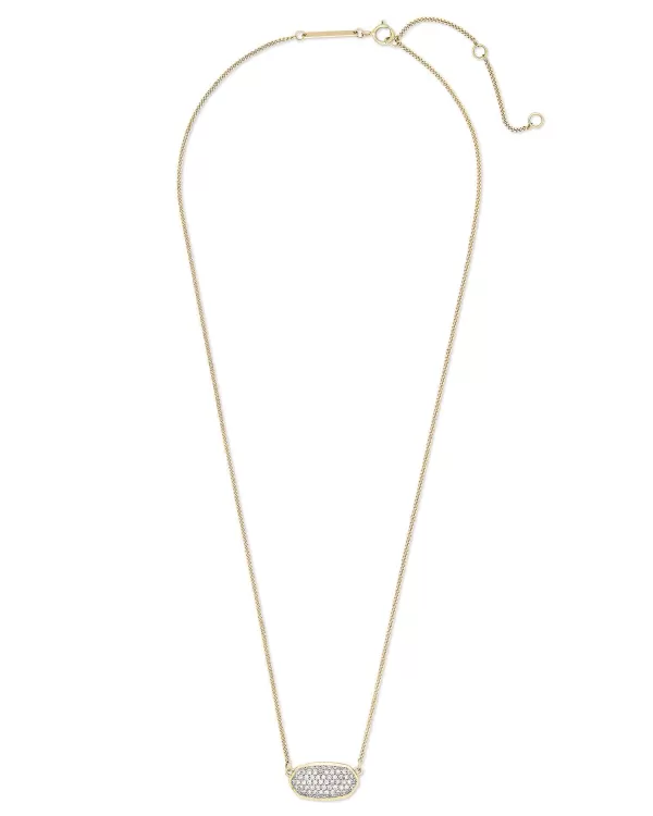 Elisa Pendant Necklace In Pave Diamond And 14K Yellow Gold^Kendra Scott Sale