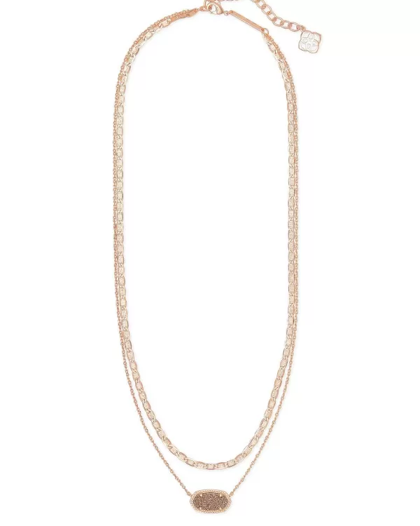 Elisa Rose Gold Multi Strand Necklace In Rose Gold Drusy^Kendra Scott Best