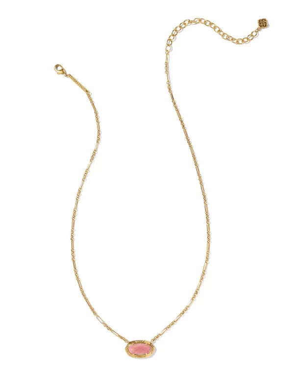 Elisa Vintage Gold Etch Frame Short Pendant Necklace In Blush Pink Quartzite^Kendra Scott Shop