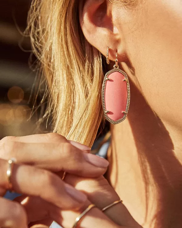 Elle Gold Drop Earrings In Bronze Veined Turquoise Magnesite^Kendra Scott New