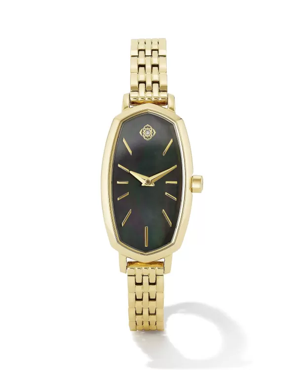 Elle Gold Tone Stainless Steel Watch In Black Mother-Of-Pearl^Kendra Scott Shop